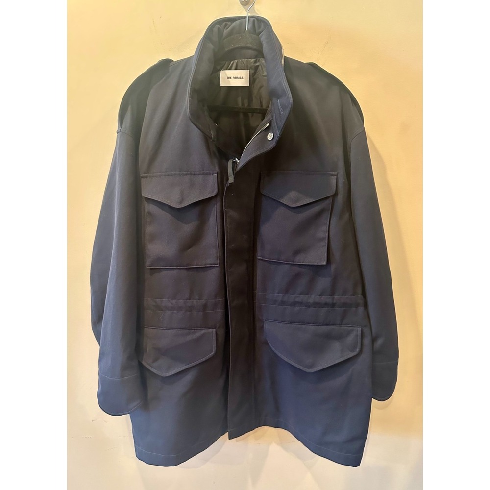 The‎ Reracs Brushed Navy Satin M-65 Field Jacket Sz XL $545 Japanese Designer
